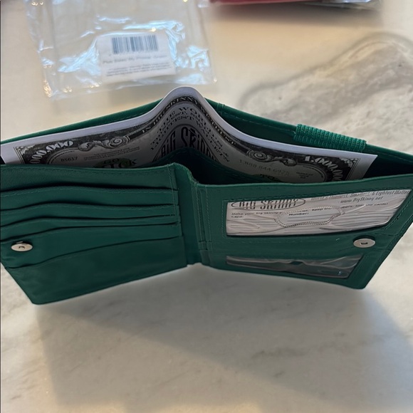Big Skinny Teal Wallet with Zipper - Picture 6 of 11